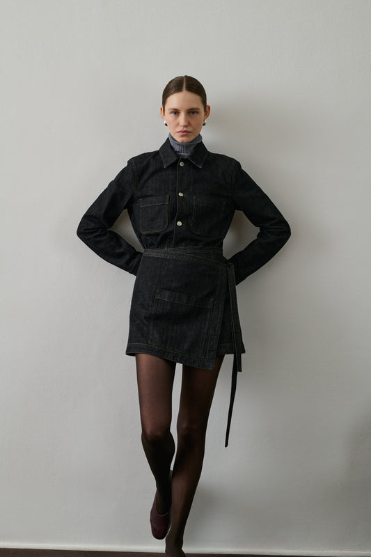 Jupe Eloise - Denim Brut Noir - Coton - Femme