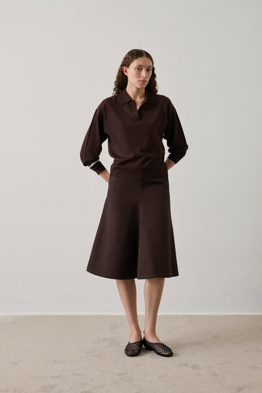 Polo Fleming - Marron Foncé - Laine mérinos - Femme