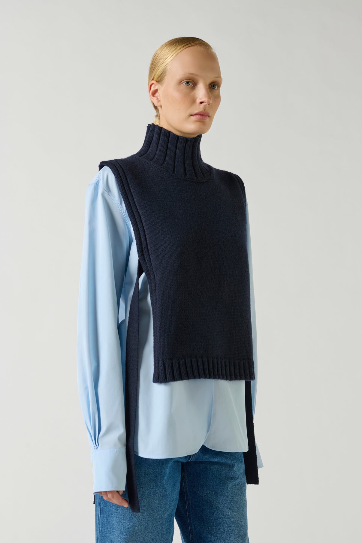 Pull Or - Navy - Laine - Femme vue 2