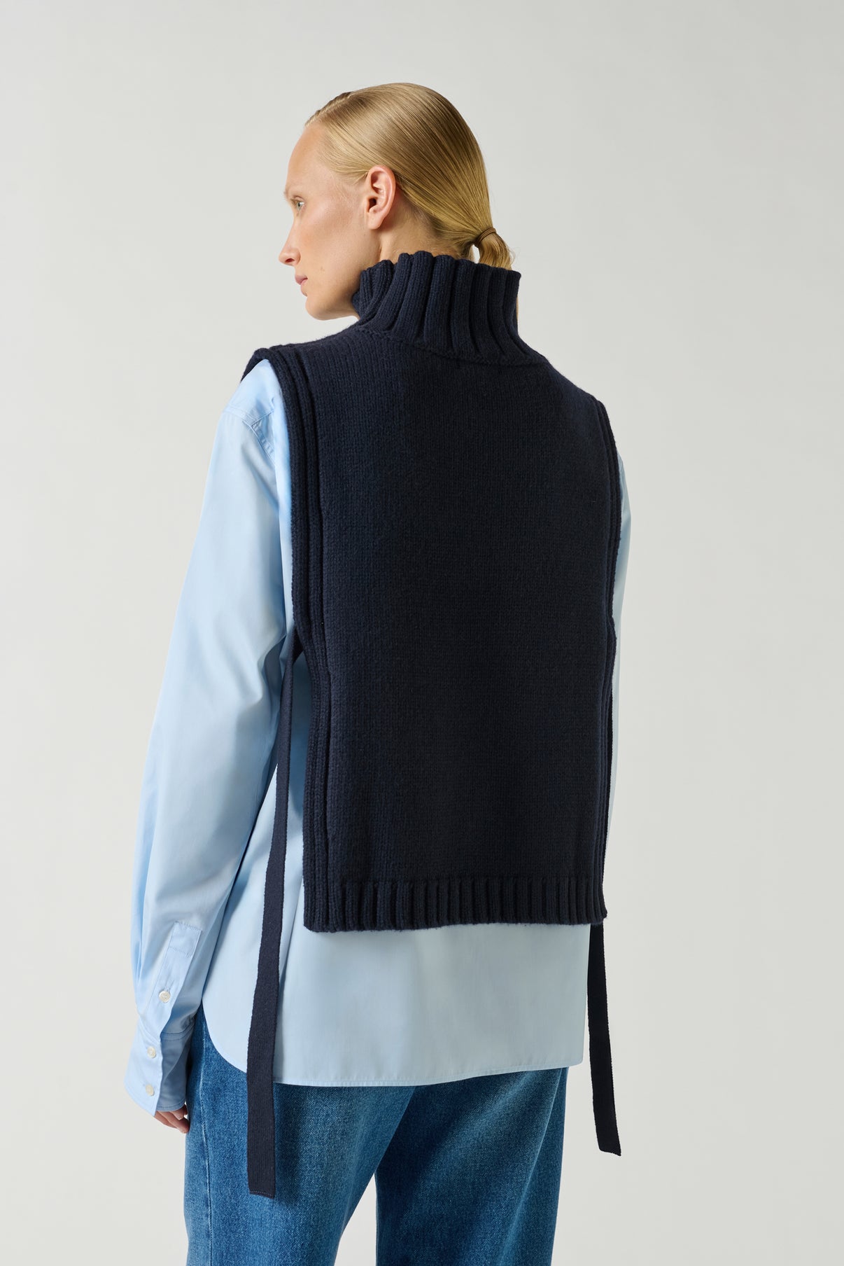 Pull Or - Navy - Laine - Femme vue 4