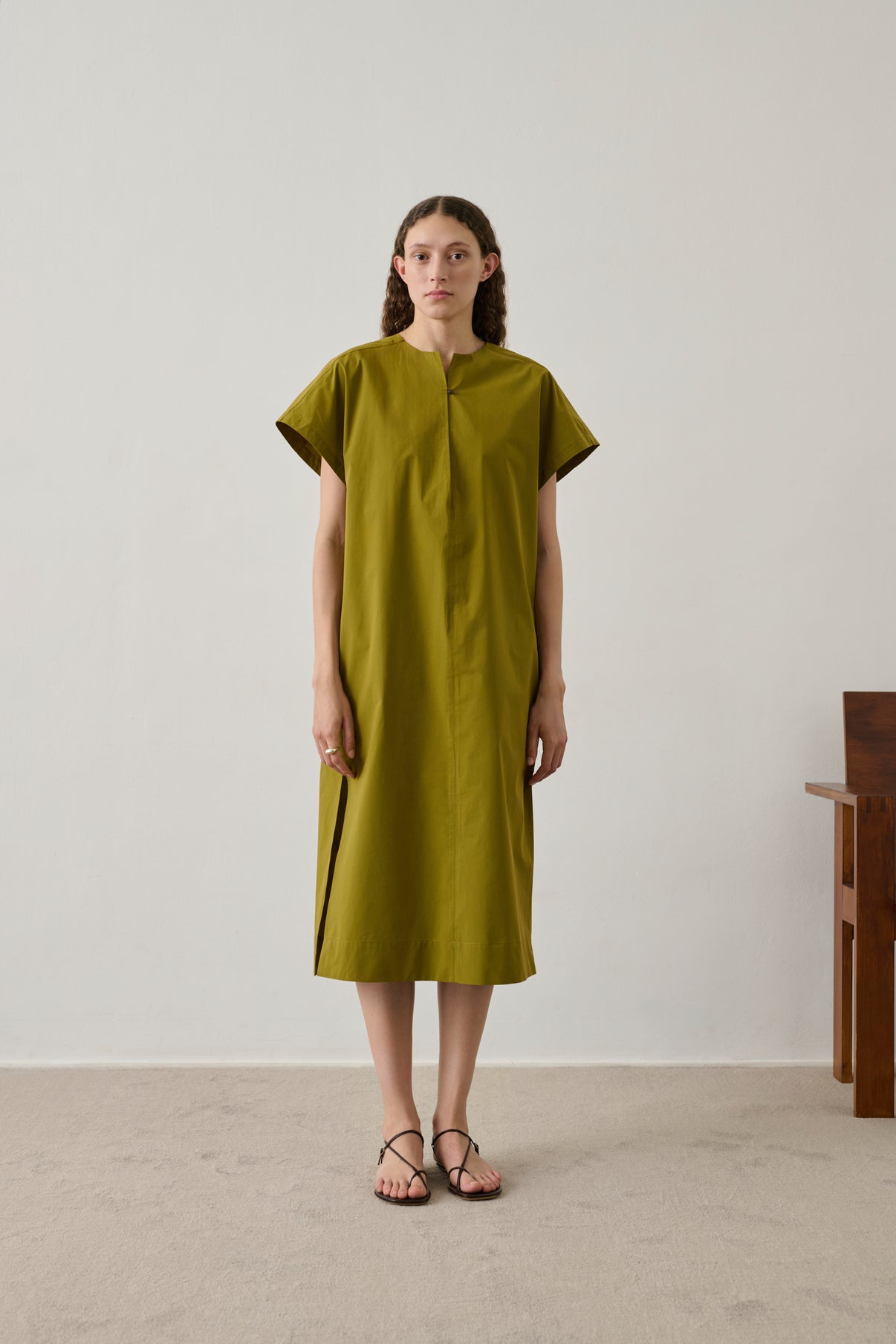 Robe Ianni - Vert Olive - Coton - Femme vue 1