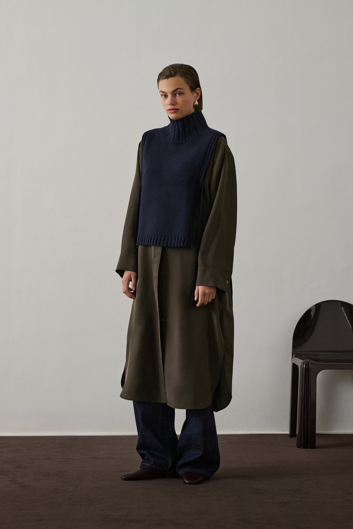 Pull Or - Navy - Laine - Femme vue 1