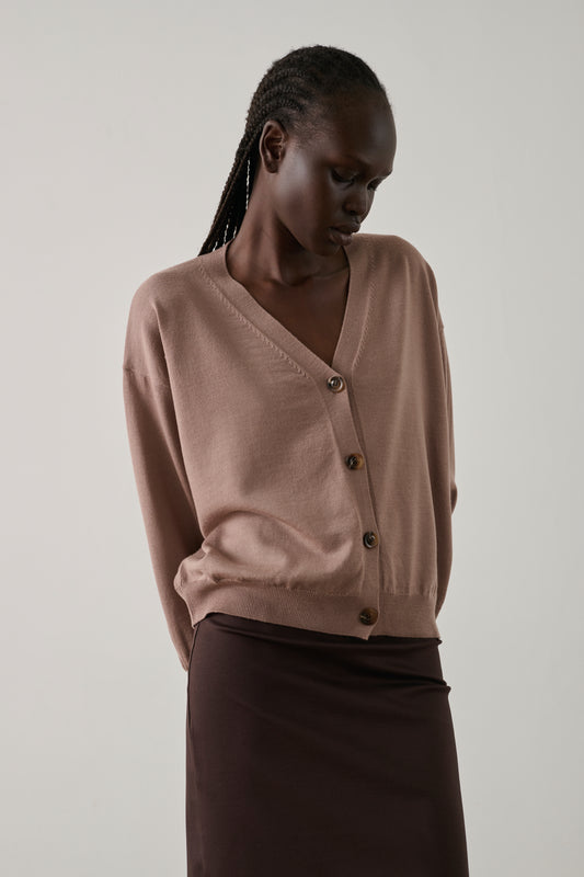 Cardigan Idem - Rose Pâle - Laine mérinos - Femme